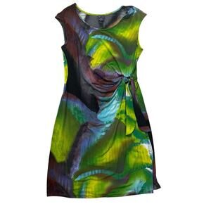 Clara Sun Woo Abstract Print Watercolor Knit Sleeveless Midi Dress Size Medium